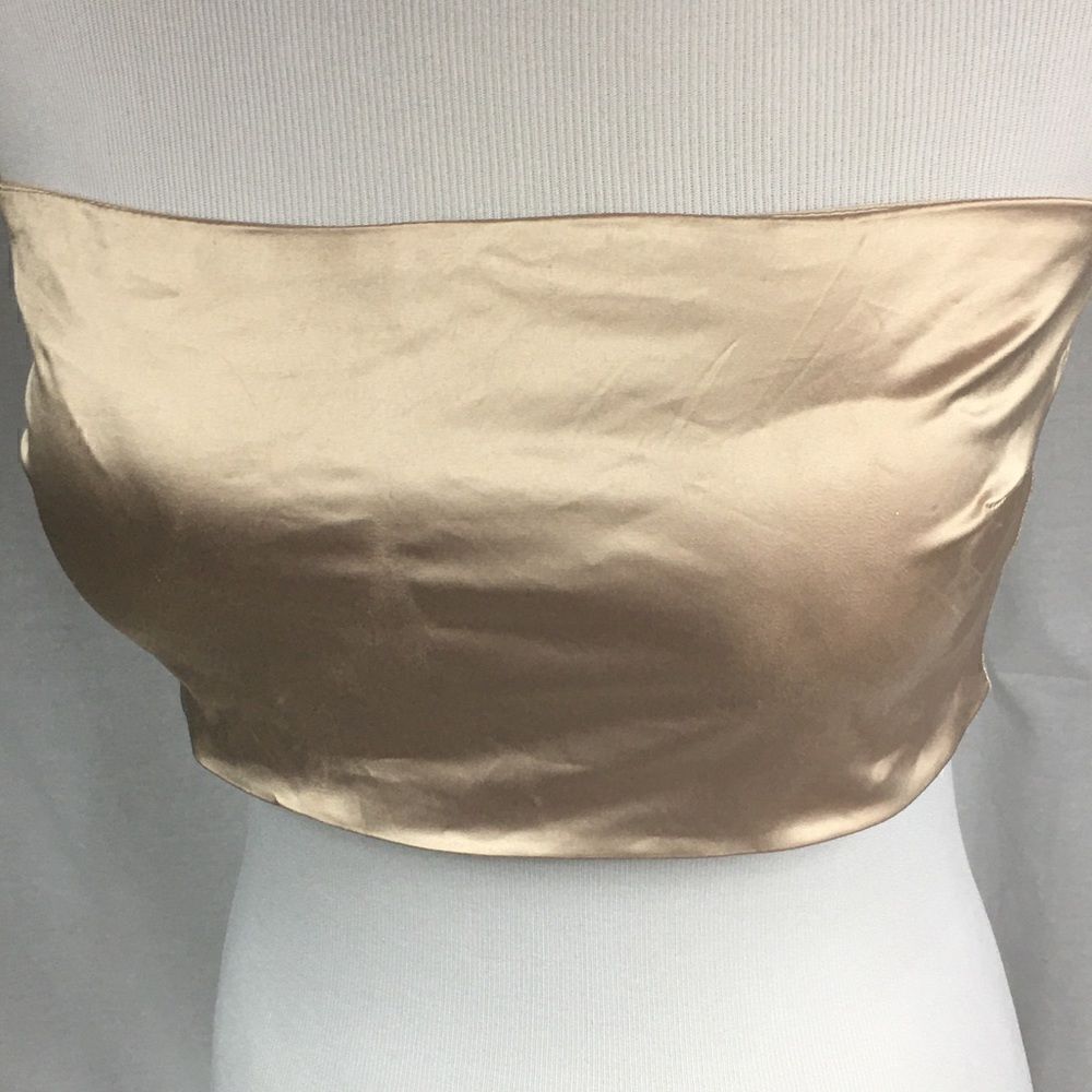 NWT Fashion Nova Large gold one piece zippered padded tube top